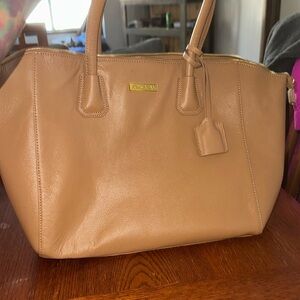 Joy & Iman Tan Tote with Gold Accents